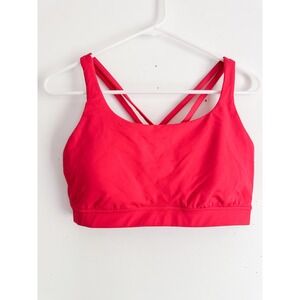 Lululemon Energy Bra Pink Red Strappy Back Sports Bra Size 10 Medium Support